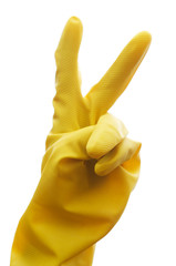 The V or Victory sign on isolated white background