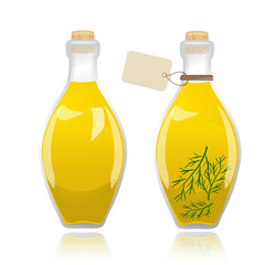 Glass bottle with olive oil