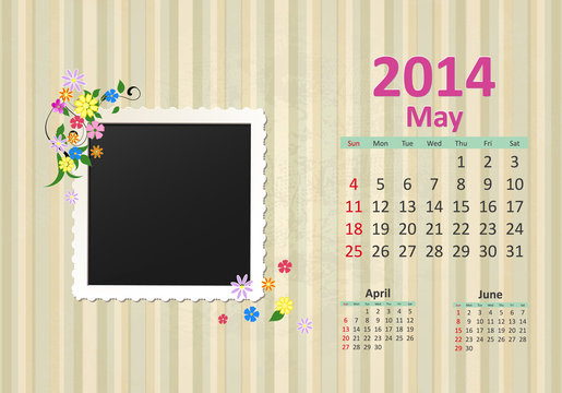 Calendar for 2014, may