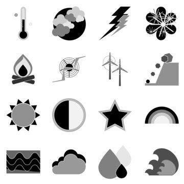 Climate icons on white background