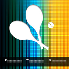 Tennis background with two rackets and ball.