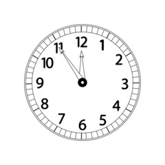Monochrome clock, isolated on white background