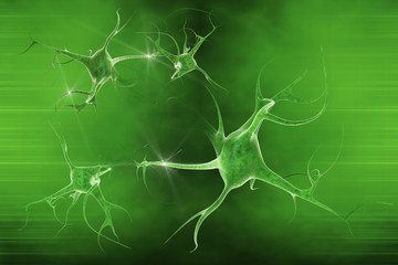 digital illustration of a neuron in beautiful background