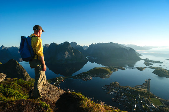 man hiking in Norway