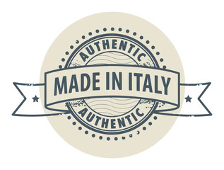 Stamp with the text Authentic, Made in Italy, vector