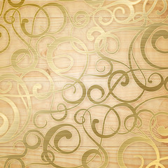 Golden abstract pattern on biege background.