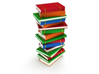 Stack of Books on white background. 3d render