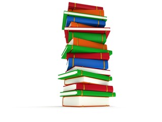 Stack of Books on white background. 3d render