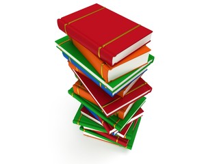Stack of Books on white background. 3d render