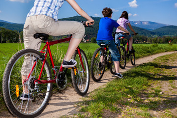 Fototapeta na wymiar Healthy lifestyle - family cycling