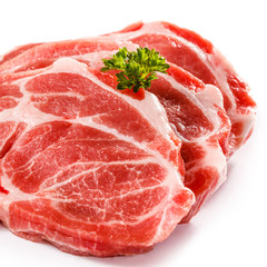 Fresh raw pork on white background
