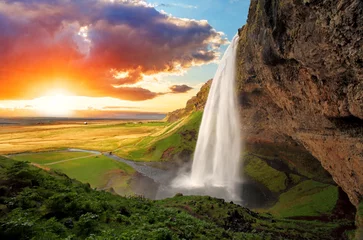 Foto auf Acrylglas Skandinavien Wasserfall, Island - Seljalandsfoss