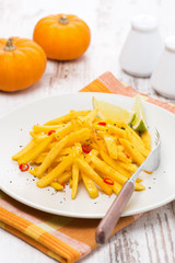 roasted pumpkin with lime and chilli, vertical