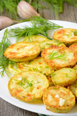 Fried zucchini with dill