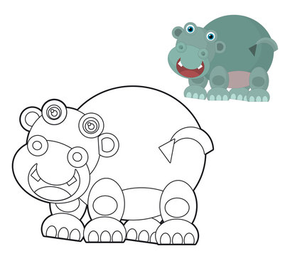 Cartoon wild animal - coloring page with preview for children