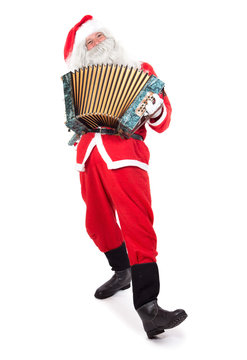 Satna Claus plays the accordion
