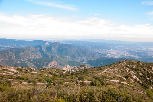 Aerial view from mountains of Montserrat, Catalonia