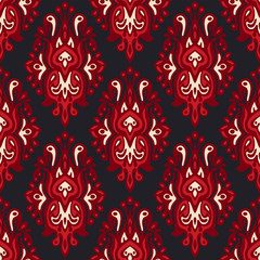 Seamless red royal vintage vector pattern