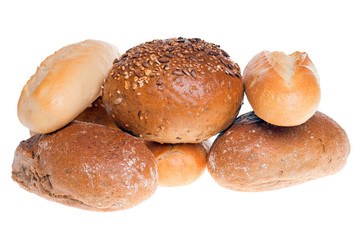 verschiedene Sorten Brötchen isoliert