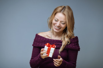 Woman with gift box