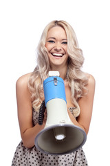 Woman with megafone
