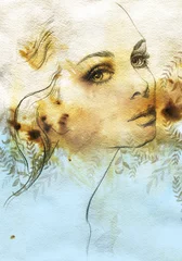Crédence de cuisine en verre imprimé Visage aquarelle Beautiful woman. watercolor illustration