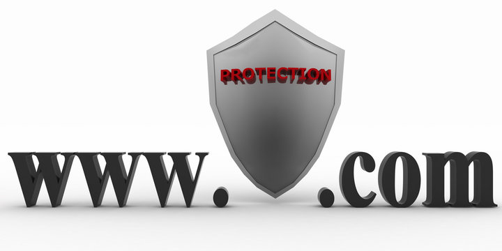 Shield between www and dot com.