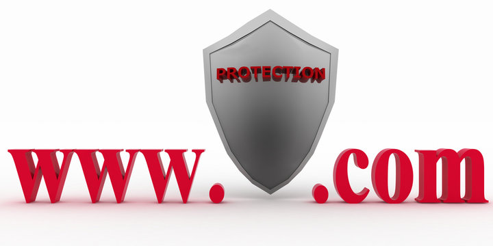 Shield between www and dot com.