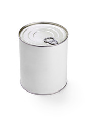 white tin can metal container template blank package