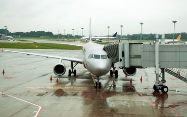 Parked aircraft on Singapore airport