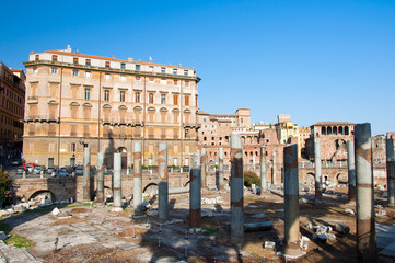 Fototapeta premium The forum of Trajan and the Trajan's market. Rome, Italy.
