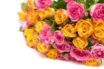 a large bouquet of roses on a white background