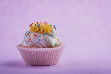 birthday cupcake, on the pink