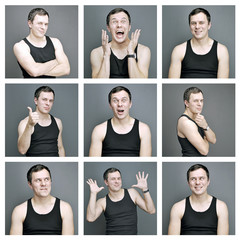 collage of emotions of a young man