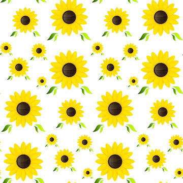 Seamless Pattern Made from Yellow Sunflowers