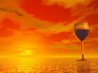 Red wine tasting - 3D render
