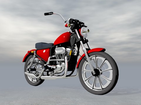 Red motorbike - 3D render