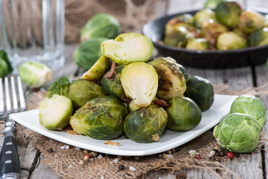 Fried Brussel Sprouts with Ham