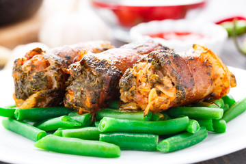 Bacon wrapped cutlet