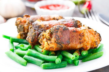 Bacon wrapped cutlet