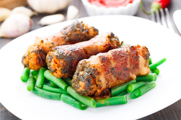 Bacon wrapped cutlet