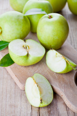 fresh green sliced apples