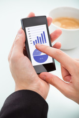Person Analyzing Graph On Cell Phone