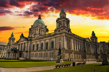 Sunset Image of City Hall, Belfast Northern Ireland