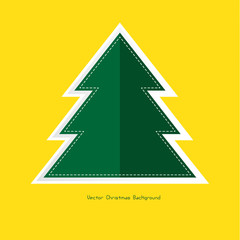 Fototapeta premium xmas, christmas green tree on yellow background