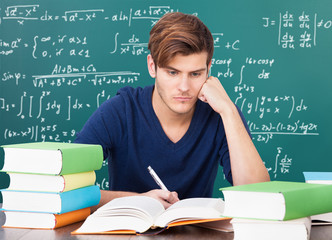 Young Man Studying In Classroom