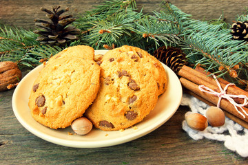 Obraz na płótnie Canvas yummy biscuit cookies. christmas snack