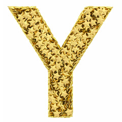 Obraz premium Letter Y composed of golden stars isolated on white