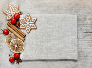 Dried fruits on wooden background. Copy space