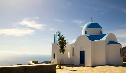 Old church overlooking the Aegean Sea, Nisyros, Greece